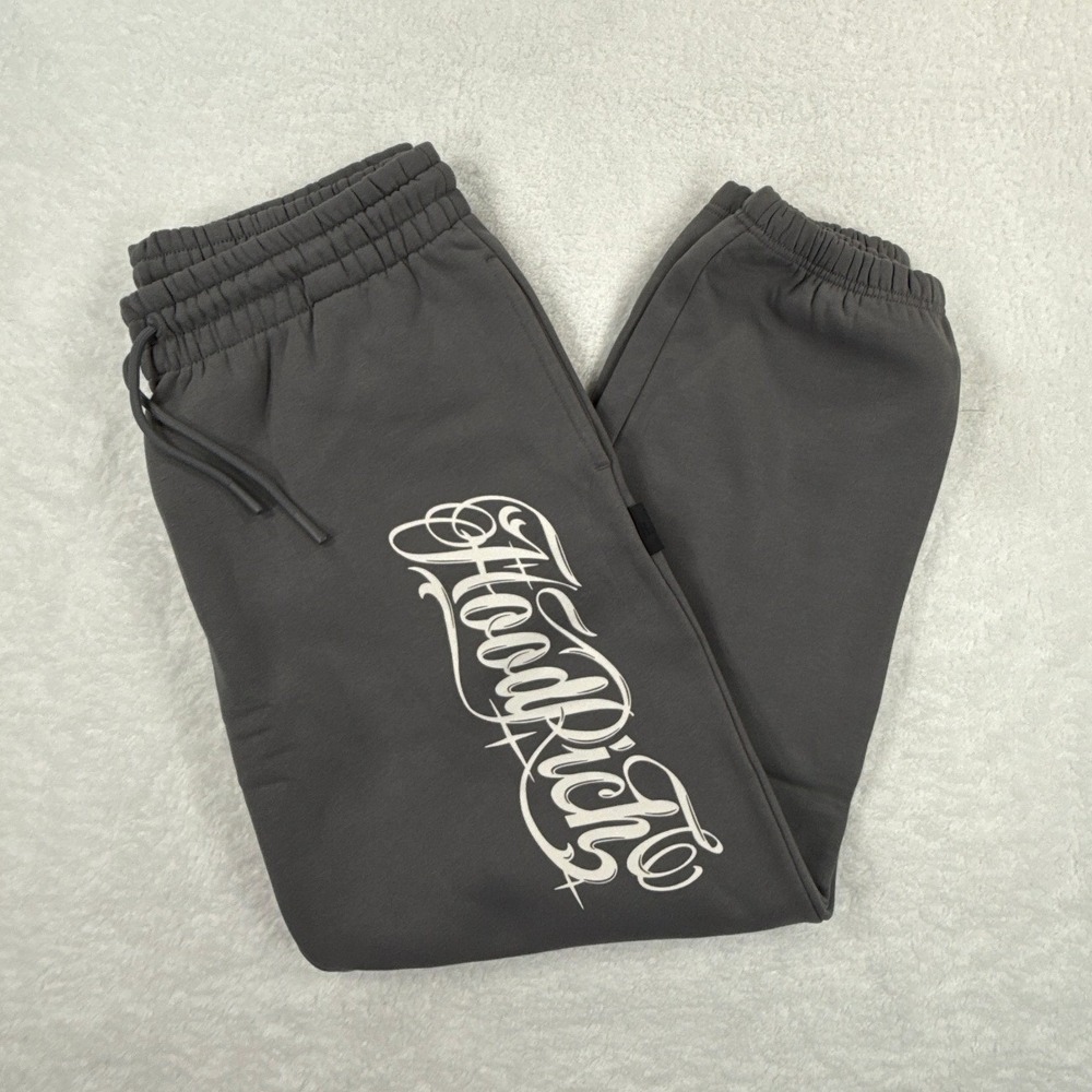 Hoodrich Legacy Joggers Mens XL Grey White Script Sweatpants NWT HR250058